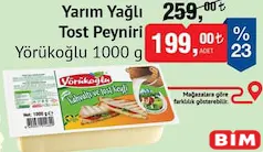 YÖRÜKOĞLU YARIM YAĞLI TOST PEYNİRİ 1000 G